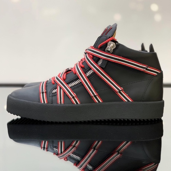 giuseppe zanotti NIB red/blk multi strap midtops - Picture 7 of 13